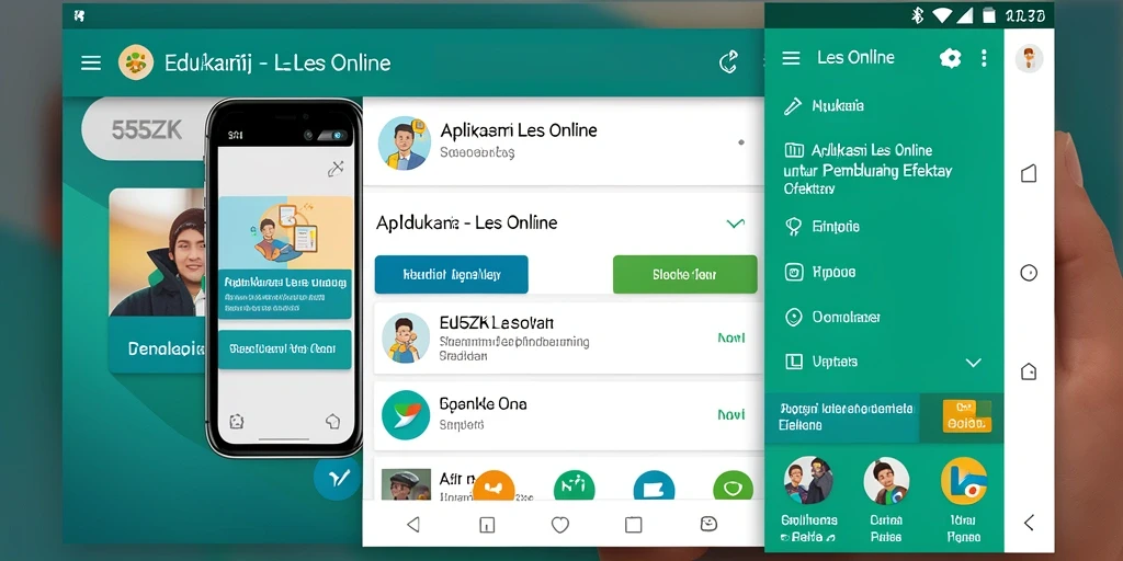 Antarmuka aplikasi 555ZK untuk Les Online yang menarik dan interaktif.