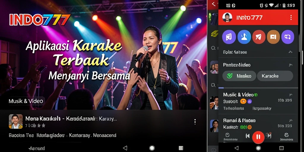 Antarmuka pengguna yang menarik dan fungsional dari aplikasi Karaoke INDO777.