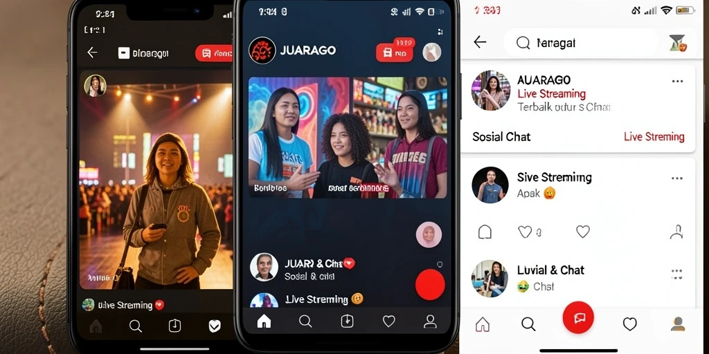 Antarmuka JUARAGO saat Live Streaming dengan fitur interaktif.