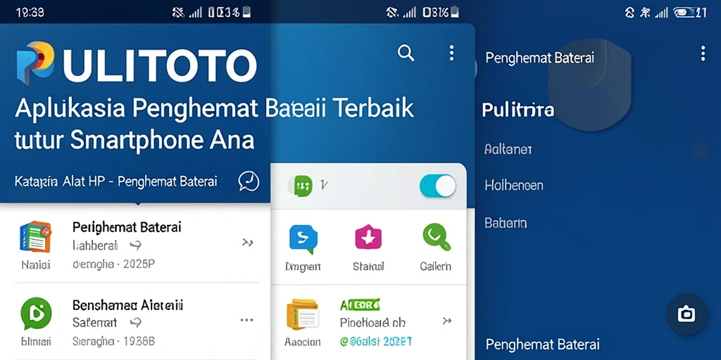 Tampilan antarmuka PULITOTO menampilkan fitur penghemat baterai yang efektif.