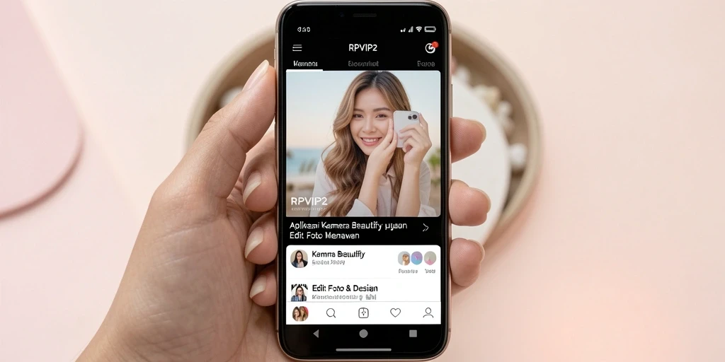 Antarmuka RPVIP2 menampilkan fitur-fitur Kamera Beautify yang mudah digunakan.