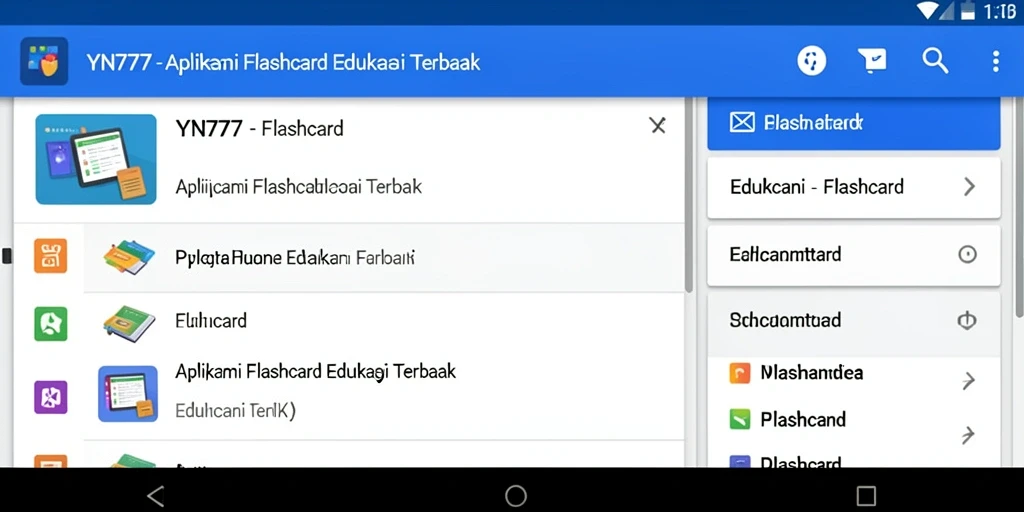 Tampilan antarmuka YN777 untuk aplikasi Flashcard yang interaktif.
